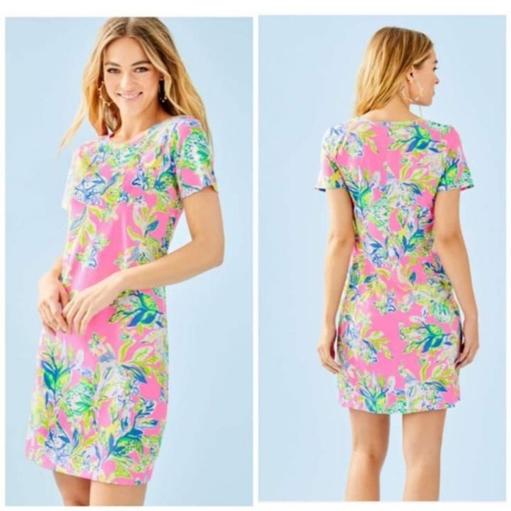 NWOT Lilly Pulitzer Floral Pink Short Sleeve Dress M